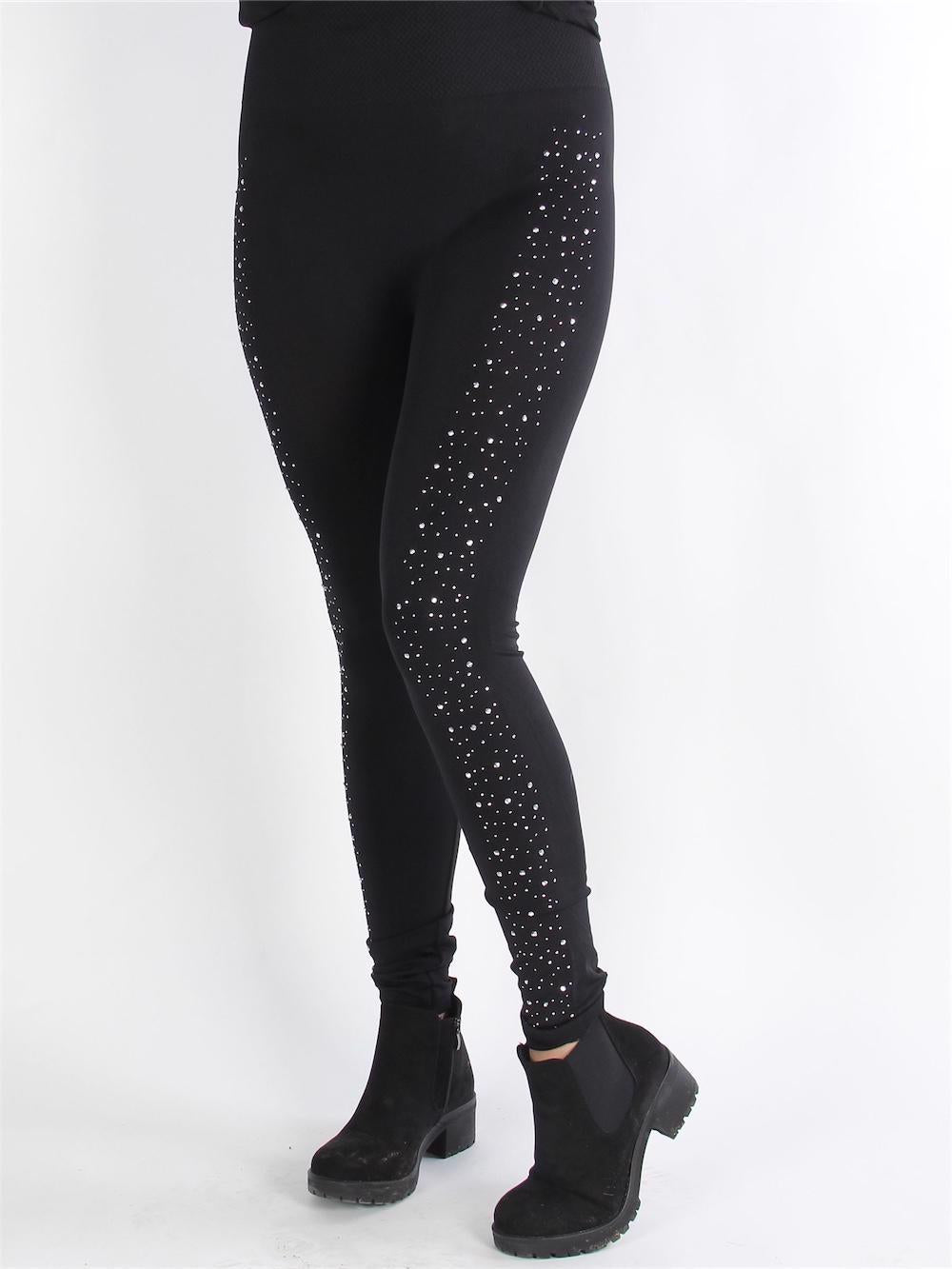 Gillian - Sorte højtaljet leggings med similisten ned af benene